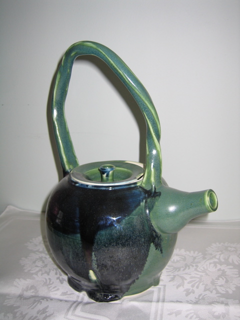 Green twisted teapot - 1