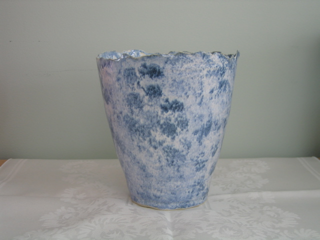 Blue sponged vase - 1